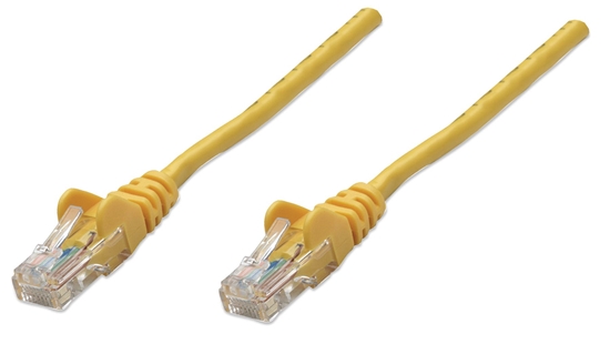 Изображение Intellinet Network Patch Cable, Cat5e, 1m, Yellow, CCA, U/UTP, PVC, RJ45, Gold Plated Contacts, Snagless, Booted, Lifetime Warranty, Polybag