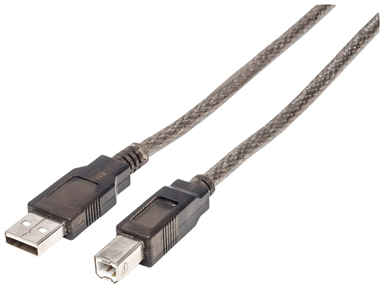 Изображение Manhattan USB-A to USB-B Cable, 15m, Male to Male, Active, Black, 480 Mbps (USB 2.0), Built-in Chipset With Amplification, Equivalent to Startech USB2HAB50AC, Hi-Speed USB, Three Year Warranty, Polybag