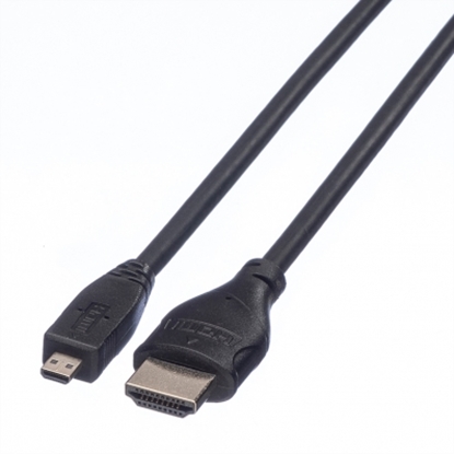 Attēls no ROLINE HDMI High Speed Cable + Ethernet, A - D, M/M, 2 m