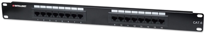 Attēls no Intellinet Patch Panel, Cat6, UTP, 16-Port, 1U, Black