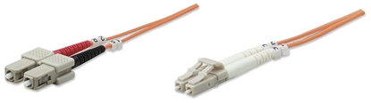 Attēls no Intellinet Fiber Optic Patch Cable, OM2, LC/SC, 2m, Orange, Duplex, Multimode, 50/125 µm, LSZH, Fibre, Lifetime Warranty, Polybag