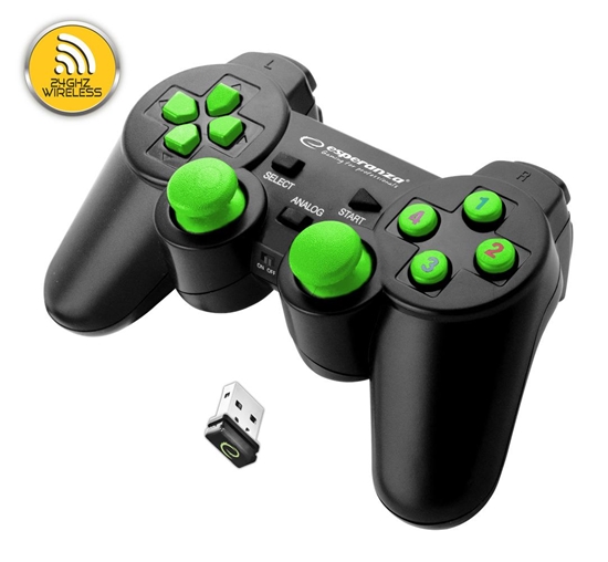 Изображение Esperanza EGG108G Gaming Controller Gamepad PC,Playstation 3 Analogue / Digital USB 2.0 Black,Green