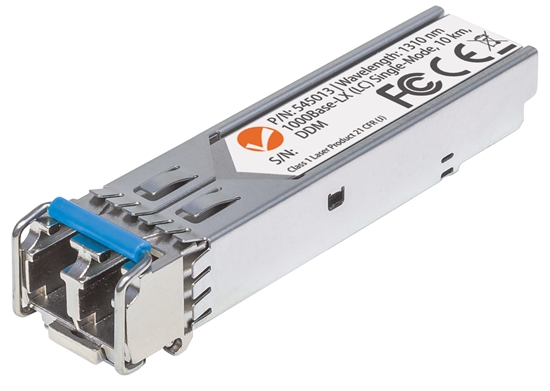 Изображение Intellinet Transceiver Module Optical, Gigabit Fiber SFP, 1000Base-Lx (LC) Single-Mode Port, 10km, MSA Compliant, Equivalent to Cisco GLC-LH-SM, Fibre, Three Year Warranty