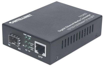 Picture of Intellinet Gigabit Ethernet to SFP Media Converter, 10/100/1000Base-Tx to SFP slot, empty (Euro 2-pin plug)