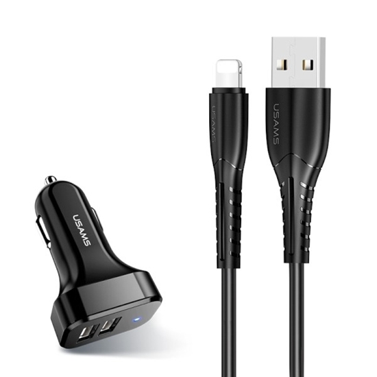 Изображение Ładowarka samochodowa 2xUSB C13 2.1 A lightning czarny NTU35LC13TZ 