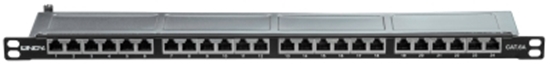 Picture of Lindy Cat.6A 0.5U 24 Port RJ-45 Patch Panel, Shielded, Black