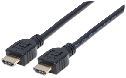 Attēls no Manhattan HDMI Cable with Ethernet (CL3 rated, suitable for In-Wall use), 4K@60Hz (Premium High Speed), 5m, Male to Male, Black, Ultra HD 4k x 2k, In-Wall rated, Fully Shielded, Gold Plated Contacts, Lifetime Warranty, Polybag