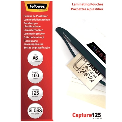 Attēls no Laminēšanas plēve Fellowes A6 Glossy 125 Micron Laminating Pouch - 100 pack