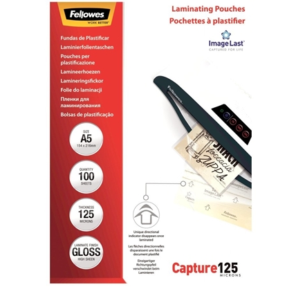 Изображение Laminēšanas plēves Fellowes ImageLast A5 125 Micron Laminating Pouch - 100 pack