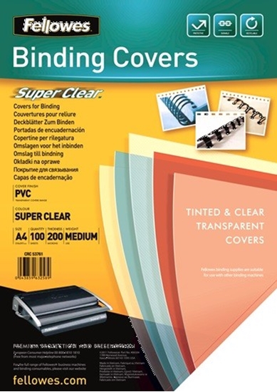 Picture of Fellowes Binding Covers A4 Clear PVC   200 Mikron