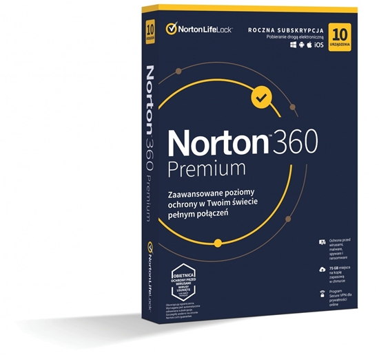 Изображение *Norton 360 PREMIUM 75GB PL 1U 10Dvc 1Y  21408749 