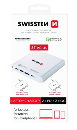 Attēls no Swissten Travel Charger Notebooks and MacBook / 87W / PD3.0 / QC3.0 / PPS