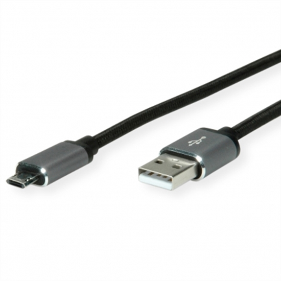 Изображение ROLINE USB 2.0 Cable, A - Micro B (reversible), M/M, 0.8 m