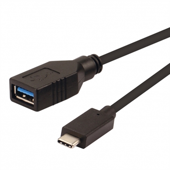 Изображение ROLINE USB 3.1 Type C cable, C-A, M/F, OTG, black, 0.15 m