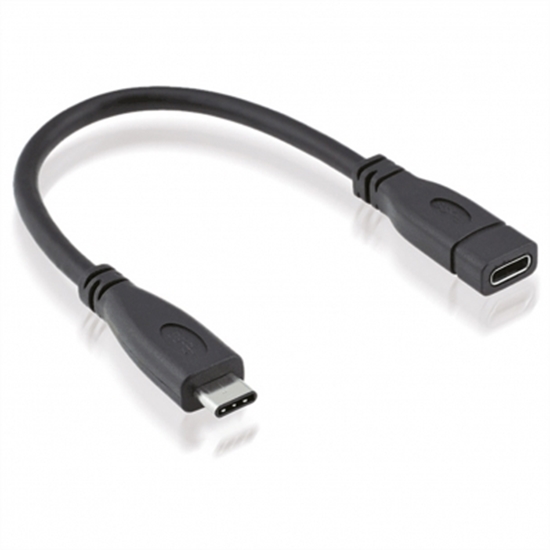 Изображение ROLINE USB 3.2 Gen 2 Type C Cable, C-C, M/F, black, 0.15 m