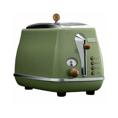 Attēls no DELONGHI Icona Vintage Toaster CTOV 2103.GR 900W, Stainless steel, Crumb tray, Defrost, Green