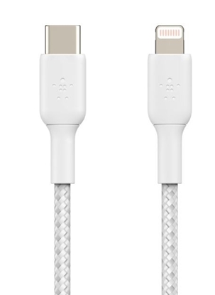 Attēls no Belkin Lightning/USB-C Cable 1m braided, mfi cert., white