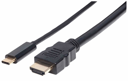 Изображение Manhattan USB-C to HDMI Cable, 4K@30Hz, 2m, Black, Male to Male, Three Year Warranty, Polybag