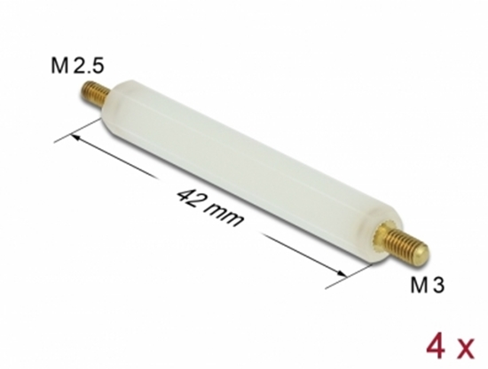 Изображение Delock Standoff M2.5 x M3, hexagon, outside / outside, 42 mm natural 4 pcs