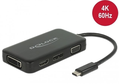 Изображение Delock Adapter USB Type-C™ Stecker > VGA / HDMI / DVI / DisplayPort Buchse schwarz