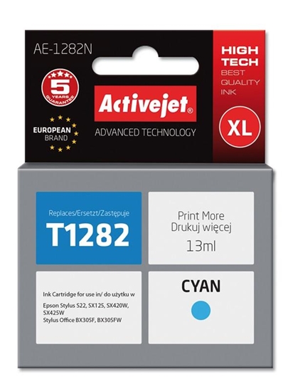 Изображение Activejet AE-1282N ink (replacement for Epson T1282; Supreme; 13 ml; cyan)