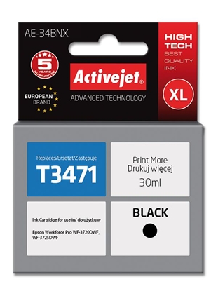 Изображение Activejet AE-34BNX ink (replacement for Epson 34XL T3471; Supreme; 30 ml; black)