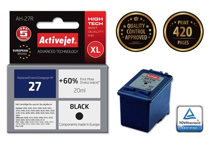 Attēls no Activejet AH-27R Ink cartridge (replacement for HP 27 C8727A; Premium; 20 ml; black)