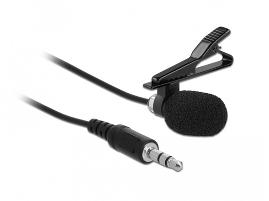 Picture of Delock Tie Lavalier Microphone Omnidirectional with Clip 3.5 mm stereo jack male 3 pin + Adapter Cable for Smartphone and Tablet
