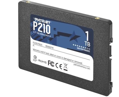 Attēls no SSD|PATRIOT|P210|1TB|SATA 3.0|Write speed 430 MBytes/sec|Read speed 520 MBytes/sec|2,5"|TBW 480 TB|P210S1TB25