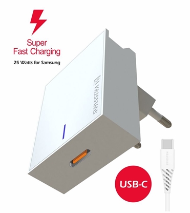 Picture of Swissten 25W Samsung Super Fast Charging Travel charger with 1.2m USB-C to USB-C cable