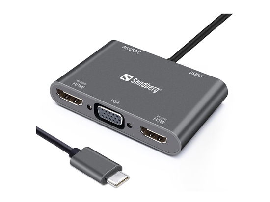 Picture of SANDBERG USB-C Dock 2xHDMI+1xVGA+USB+PD