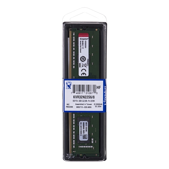 Picture of Kingston Technology ValueRAM KVR32N22S6/8 memory module 8 GB 1 x 8 GB DDR4 3200 MHz