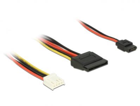 Изображение Cable Power Floppy 4 pin power receptacle  SATA 15 pin receptacle (5 V + 12 V) + Slim SATA 6 pin receptacle (5 V) 24 cm