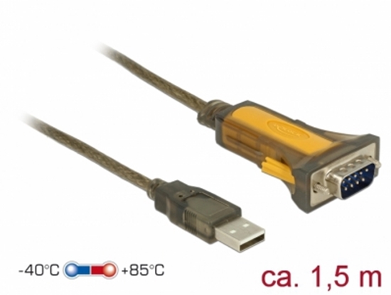 Изображение Delock Adapter USB 2.0 Type-A > 1 x Serial RS-232 DB9 extended temperature range