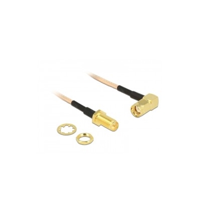 Изображение Delock Antenna Cable RP-SMA plug 90° - RP-SMA jack bulkhead RG-316 16 cm