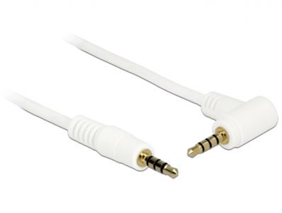 Picture of Delock Cable Stereo Jack 3.5 mm 4 pin male  male angled 0.5 m white