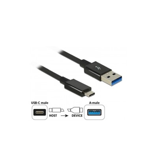 Picture of Delock Cable SuperSpeed USB 10 Gbps (USB 3.1 Gen 2) USB Type- C™ male - USB Type-A male 1 m coaxial black Premium