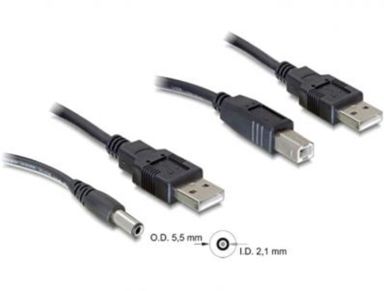 Изображение Delock Cableset 2x USB-A  DC + USB-B 30cm