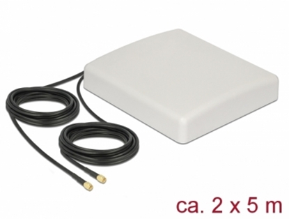 Attēls no Delock LTE MIMO Antenna 2 x SMA Plug 8 dBi directional with connection cable RG-58 5 m white outdoor