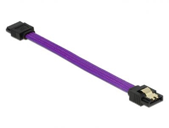 Picture of Delock SATA cable 6 Gbs 10 cm straight  straight metal purple Premium