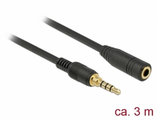 Picture of Delock Stereo Jack Extension Cable 3.5 mm 4 pin male to female 3 m black