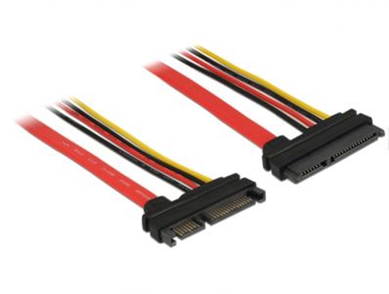 Picture of Extension cable SATA 6 Gbs 22 pin plug  SATA 22 pin receptacle (5 V + 12 V) 30 cm