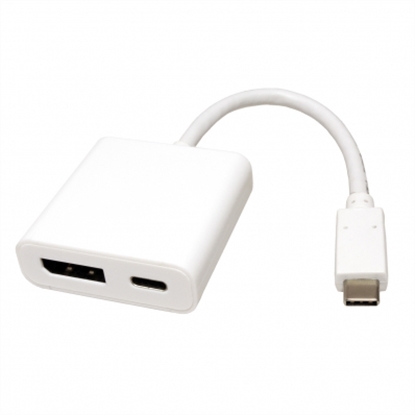 Attēls no ROLINE Type C - DisplayPort Adapter, + 1x Type C PD, v1.2, M/F