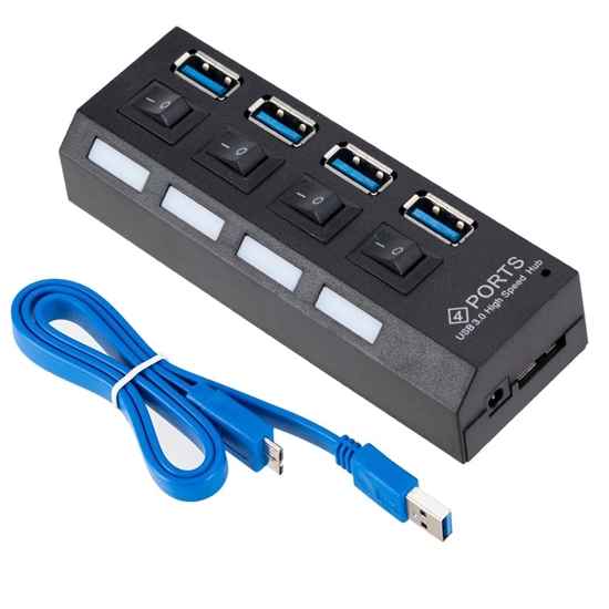 Picture of Roger AD15653 USB 3.0 Hub - Splitter 4 x USB 3.0 / 5 Gbps With Separate On / Off Buttons