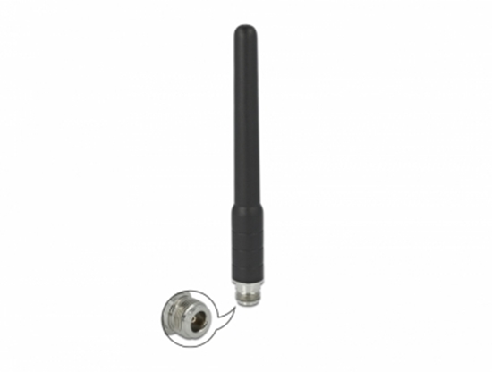 Picture of Delock GSM, UMTS Antenna N jack 2 dBi 17.8 cm omnidirectional fixed with flexible materials outdoor black