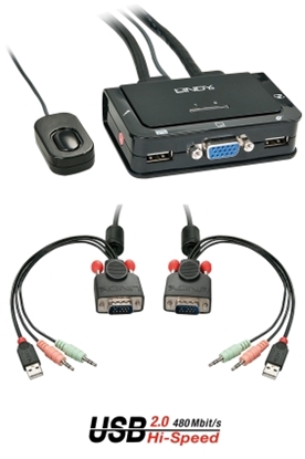 Изображение 2 Port VGA, USB 2.0 & Audio Cable KVM Switch