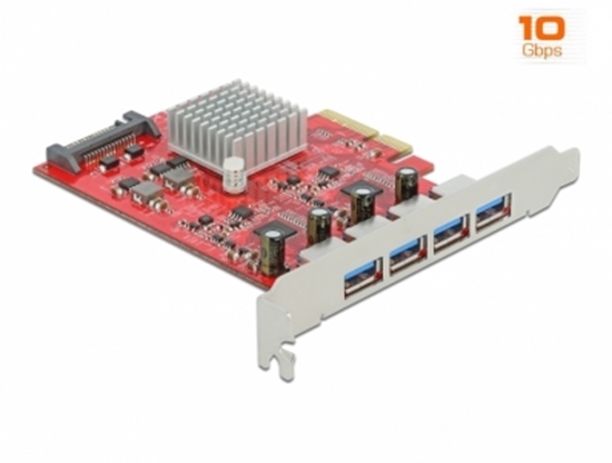 Picture of Delock PCI Express x4 Card to 4 x external SuperSpeed USB 10 Gbps (USB 3.2 Gen 2) USB Type-A female