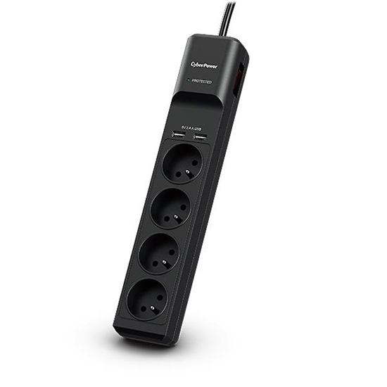 Изображение CyberPower Tracer III P0420SUD0-FR surge protector Black 4 AC outlet(s) 200 - 250 V 1.8 m