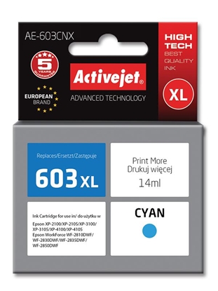 Attēls no Activejet AE-603CNX ink (replacement for Epson 603XL T03A24; Supreme; 14 ml; cyan)