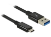 Picture of Delock Cable SuperSpeed USB 10 Gbps (USB 3.1 Gen 2) USB Type- C™ male - USB Type-A male 1 m coaxial black Premium